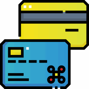 Graphic of two credit cards.