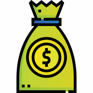 Graphic of a bag with a dollar sign.