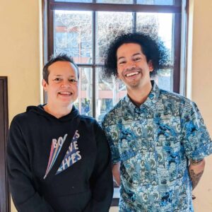 Ms. Sarah with Mychal Threets.