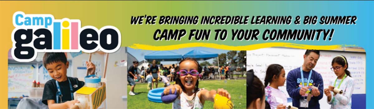 Camp Galileo: We're bringing incredible learning & big summer camp fun to your community! Photos of kids at summer camp.