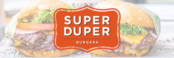Super Duper Burgers logo and photo of burgers