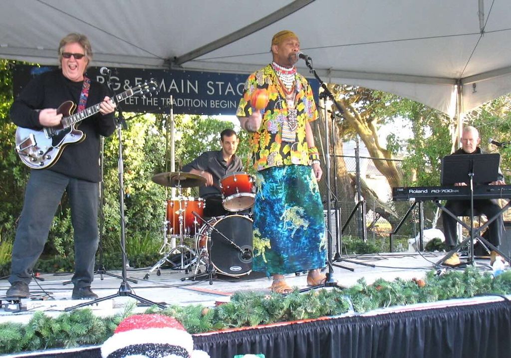 Mr. Fundi performs with a band.